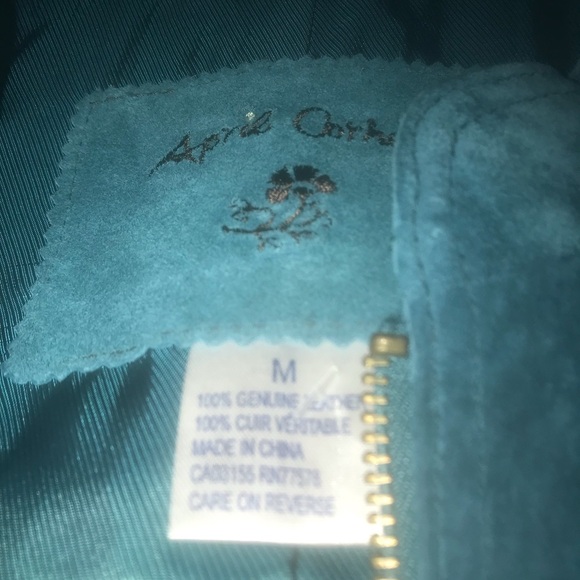 Suede Leather Turquoise Jacket - Picture 2 of 3